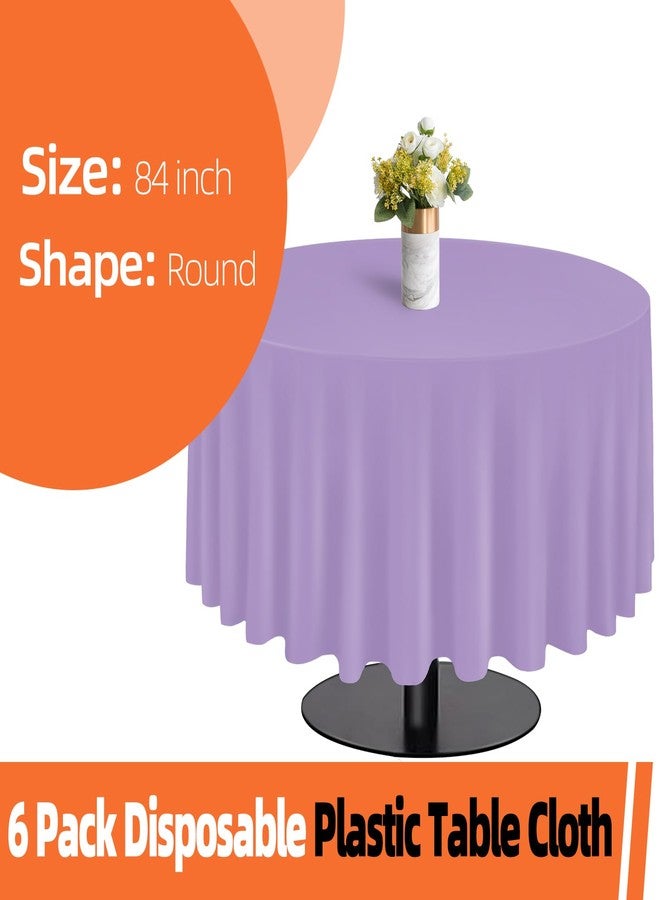 tujol Lavender 6 Pack Plastic Table Cloth 84", Disposable Round Tablecloth Table Cover, Plastic Tablecloths for Parties - Image 2